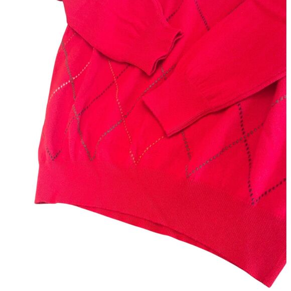 NWT Maus Hoffman Mens 100% Scottish Cashmere Sweater L Red Argyle Luxury Holiday - Picture 7 of 13